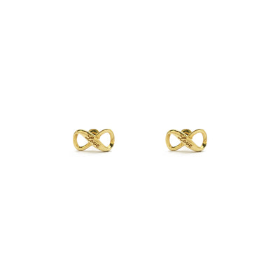 Engraved Love Infinity Stud Earrings (14K) front - Lucky Diamond - New York