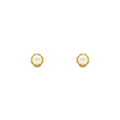 Entwined Pearl Stud Earrings (14K) front - Lucky Diamond - New York