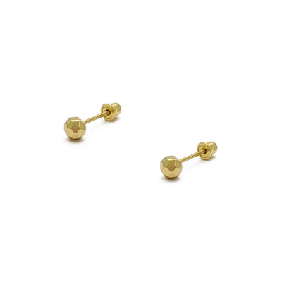 Faceted Gold Ball Stud Earrings (14K) main - Lucky Diamond - New York