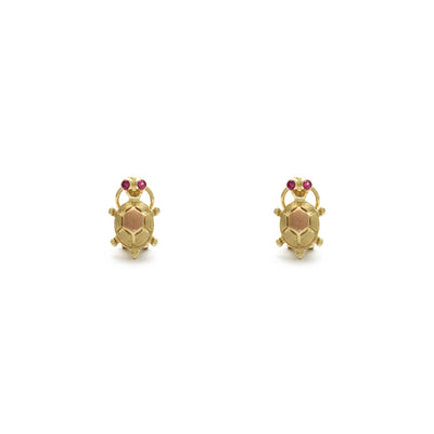 Florentine Shell Turtle CZ Stud Earrings (14K) front - Lucky Diamond - New York