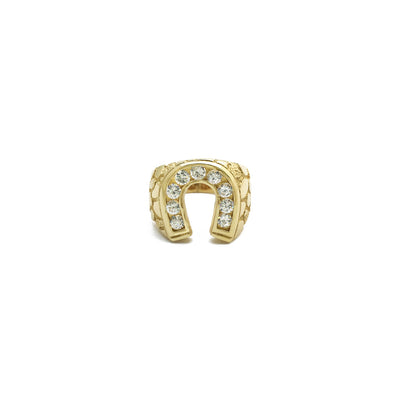 Horse Shoe CZ Cracked Texture Ring (14K) front - Lucky Diamond - New York