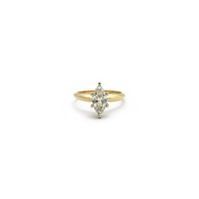 Marquise Diamond Six-Prong Solitaire Ring (14K) front - Lucky Diamond - New York