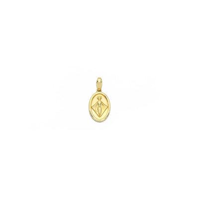 Miraculous Silhouette Oval Medal Pendant (14K) front - Lucky Diamond - New York