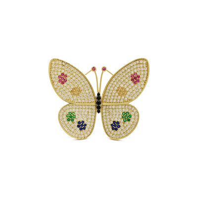 Oversized Multi-Color Butterfly Ring (14K) front - Lucky Diamond - New York