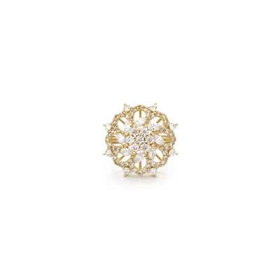 Symmetric Floral Cluster CZ Ring (14K) front - Lucky Diamond - New York