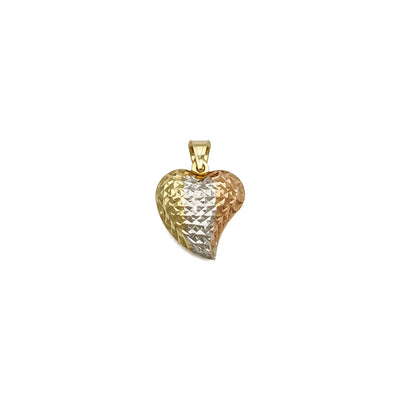 Tri-Color Sparkly Heart Pendant (14K) front - Lucky Diamond - New York