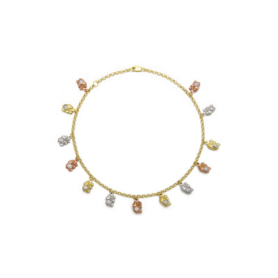 Elephant Charm Tri-Color Anklet (14K) front - Lucky Diamond - New York