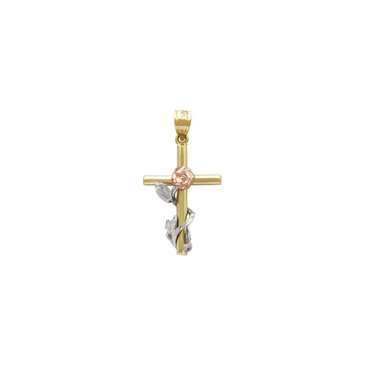 Entangled Rose Cross Pendant (14K) front - Lucky Diamond - New York