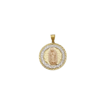 Guadalupe Virgin Spanish Scripted Medallion Pendant (14K) front - Lucky Diamond - New York