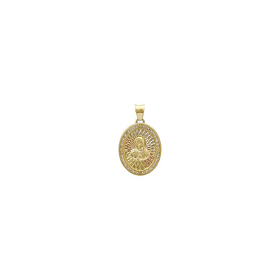 Guadalupe Virgin Tri-Color Oval Pendant (14K) front - Lucky Diamond - New York