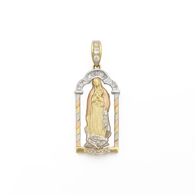 Our Lady of Guadalupe Tri-Color Arch Pendant (14K) front - Lucky Diamond - New York