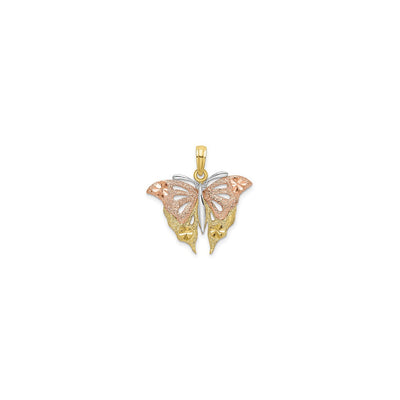 Resting Butterfly Tri-Color Pendant (14K) front - Lucky Diamond - New York