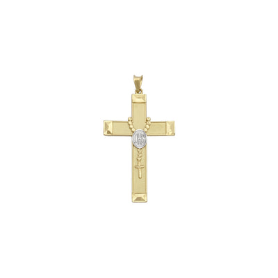 Rosary over Cross Pendant (14K) front - Lucky Diamond - New York