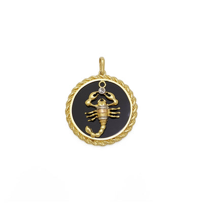 Scorpion Onyx Medallion Pendant (14K) front - Lucky Diamond - New York