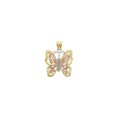 Tri-Tone Butterfly Pendant (14K) front - Lucky Diamond - New York