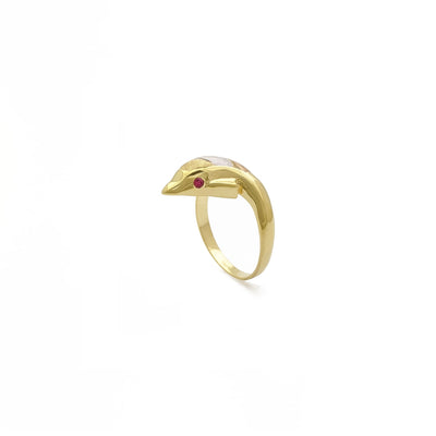 Tri-Tone Dolphin Ring (14K) diagonal - Lucky Diamond - New York
