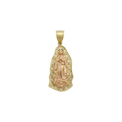 Icy Guadalupe Virgin Two-Toned Pendant (14K) front - Lucky Diamond - New York
