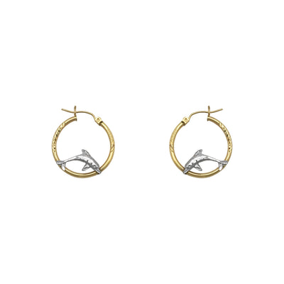 Jumping Dolphins Hoop Earrings small (14K) front - Lucky Diamond - New York