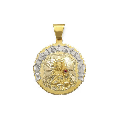 Saint Barbara Diamond Cut Medallion Pendant (14K) front - Lucky Diamond - New York