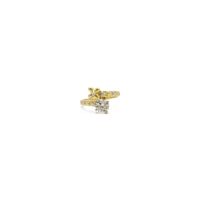 Solitaire Bypassing Flower Ring (14K) front - Lucky Diamond - New York