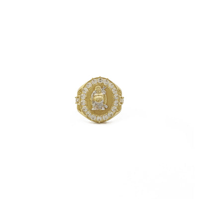 Two-Toned Buddha Signet Ring (14K) front - Lucky Diamond - New York