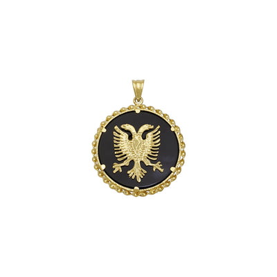 Albanian Eagle Onyx Medallion Pendant (14K) front - Lucky Diamond - New York