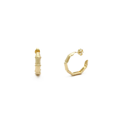 Bamboo Whisper Hoop Earrings (14K) main - Lucky Diamond - New York
