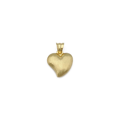 Curvy Brushed Finish Heart Pendant (14K) front - Lucky Diamond - New York