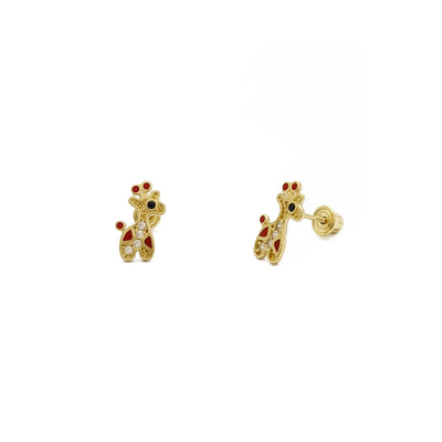Cute Colorful Giraffe Stud Earrings (14K) main - Lucky Diamond - New York