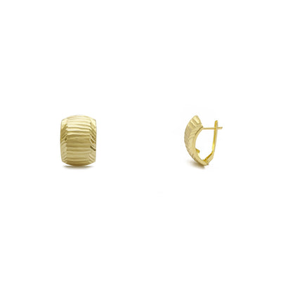 Gleaming Ribbed Huggie Earrings (14K) main - Lucky Diamond - New York