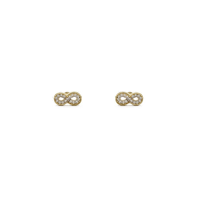 Iced Infinity Stud Earrings (14K) front - Lucky Diamond - New York