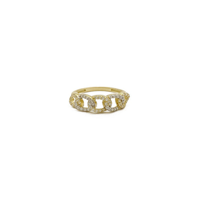 Iced-Out Curb Link Ring (14K) front - Lucky Diamond - New York