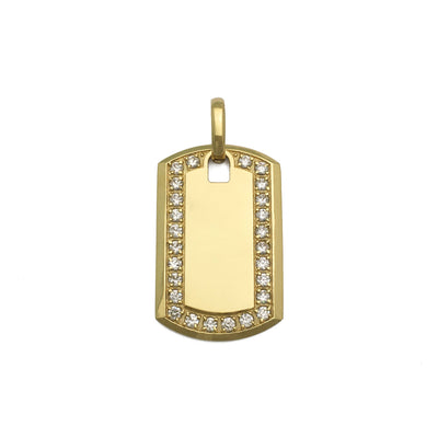 Icy Dog Tag Pendant (14K) front - Lucky Diamond - New York