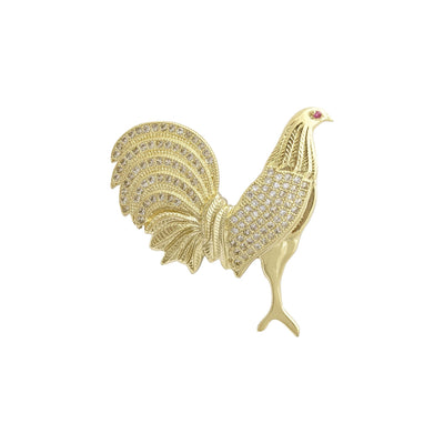 Icy Fighting Rooster Pendant (14K) front - Lucky Diamond - New York