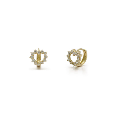 Icy Heart Outline Huggie Earrings (14K) main - Lucky Diamond - New York