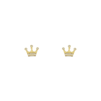 Icy King Crown Stud Earrings (14K) front - Lucky Diamond - New York
