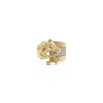 Icy Racing Horse Ring (14K) front - Lucky Diamond - New York