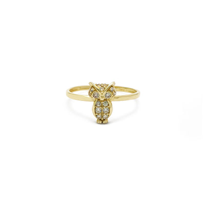 Icy Solitaire Owl Ring (14K) front - Lucky Diamond - New York