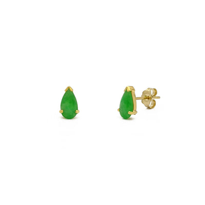 Jade Teardrop Stud Earrings (14K) main - Lucky Diamond - New York