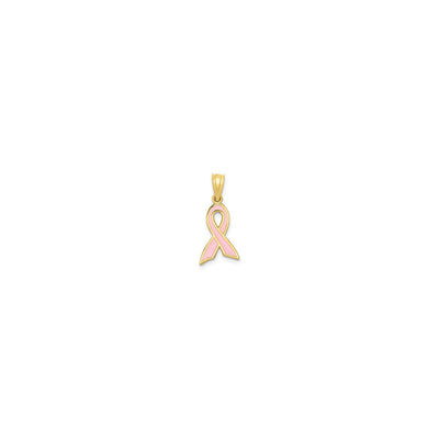 Mini Pink Awareness Ribbon Pendant (14K) front - Lucky Diamond - New York