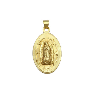 Our Lady of Guadalupe Oval Vined Pendant (14K) front - Lucky Diamond - New York