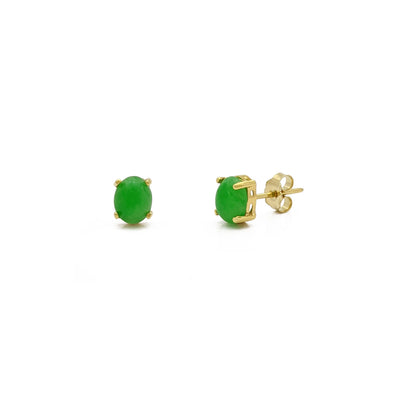 Oval Jade Stud Earrings (14K) main - Lucky Diamond - New York