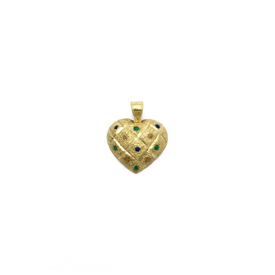 Quilted Dotted Heart Pendant (14K) front - Lucky Diamond - New York