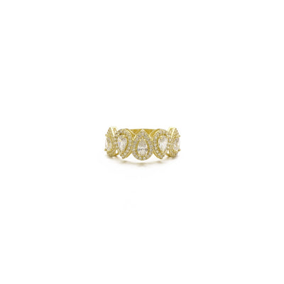 Quintuple Halo Pear Stones Ring (14K) front - Lucky Diamond - New York