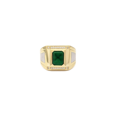 Radiant-Cut Faux Emerald Two-Toned Ring (14K) front - Lucky Diamond - New York