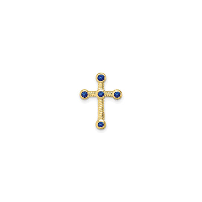 Sapphire Rope Cross Pendant (14K) front - Lucky Diamond - New York