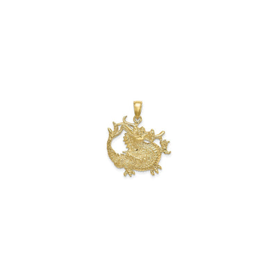 Textured Chinese Dragon Pendant (14K) front - Lucky Diamond - New York