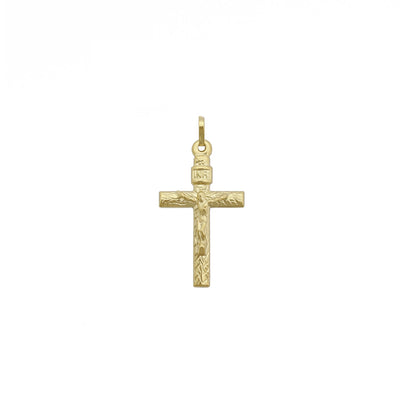 Textured Crucifix Pendant (14K) front - Lucky Diamond - New York