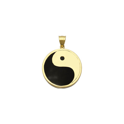 Yin Yang Black Onyx Pendant (14K) front - Lucky Diamond - New York