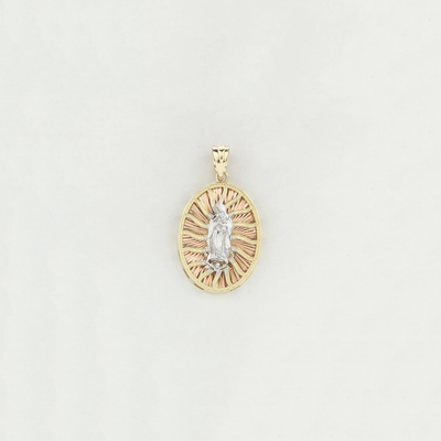 Tri-Color Guadalupe Medallion Pendant (14K) - Lucky Diamond - New York